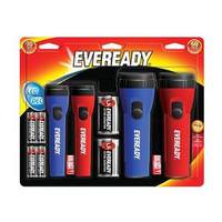 Eveready Red & Blue Economy LED Flashlights (Batteries Included) (Set of 4)