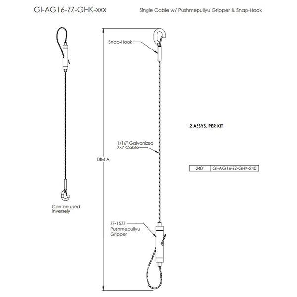 20' Grip Lock Aircraft Cable Safety Chain