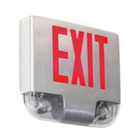 Exitronix Brushed Alum/Alum Face / Red Letters 120/277 volt Battery Backup LED Exit