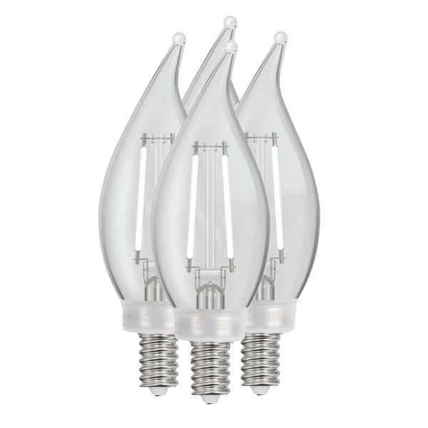 5.5 watt 120 volt BA10 Candelabra Screw Base 5000K Daylight White Filament Dimmable LED (4 Pack)
