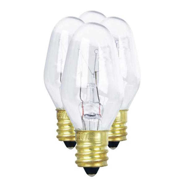 4 watt 120 volt C7 Candelabra Screw Base 2700K Warm White Clear Dimmable (4 Pack)