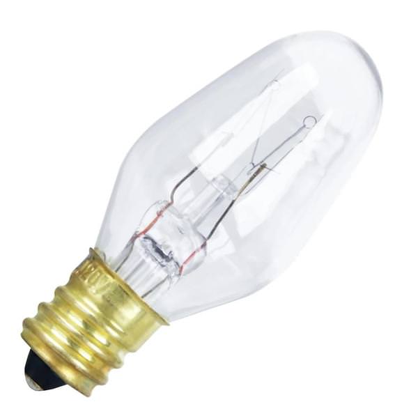 7 watt 130 volt C7 Candelabra Screw Base 2700K Warm White Clear Dimmable Light Bulb