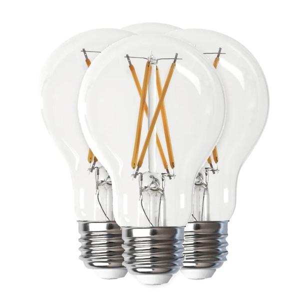 9 watt 120 volt A19 Medium Screw Base 3000K Natural White Clear Dimmable LED (4 Pack)
