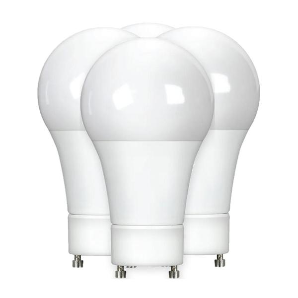 8.8 watt 120 volt A19 Twist and Lock Base 4000K Cool White Frosted Dimmable LED (4 Pack)
