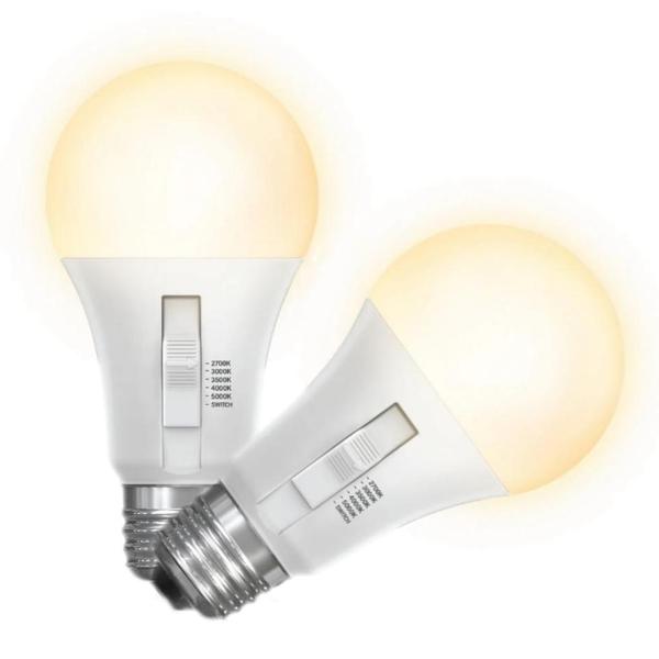5 watt 120 volt A19 Medium Screw Base CCT Selectable Dimmable LED (2 Pack)
