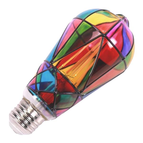 5 watt 120 volt ST19 Medium Screw Base Colorful Mosaic Stained Glass Dimmable