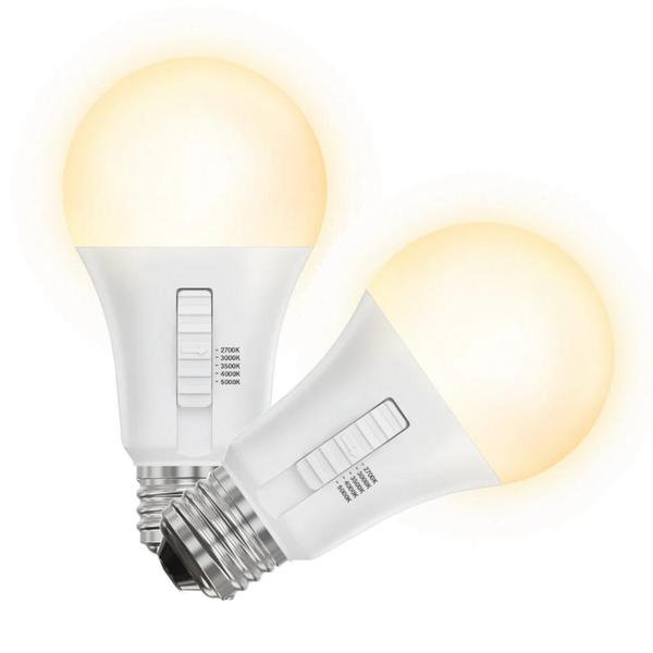 16 watt 120 volt A19 Medium Screw Base CCT Selectable (2 Pack)