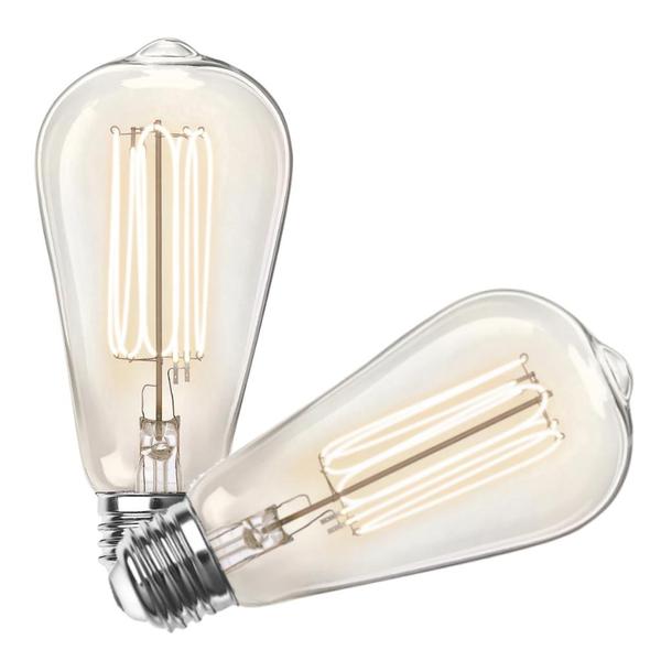 3.8 watt 120 volt ST19 Medium Screw Base 2700K Warm White Clear Glass Vintage Dimmable LED (2 Pack)