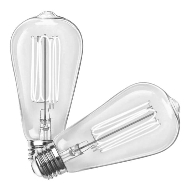 3.8 watt 120 volt ST19 Medium Screw Base 5000K Daylight Clear Glass Vintage Dimmable LED (2 Pack)