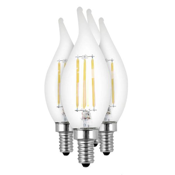 5.5 watt 120 volt BA10 Candelabra Screw Base 5000K Daylight Clear Dimmable LED (4 Pack)