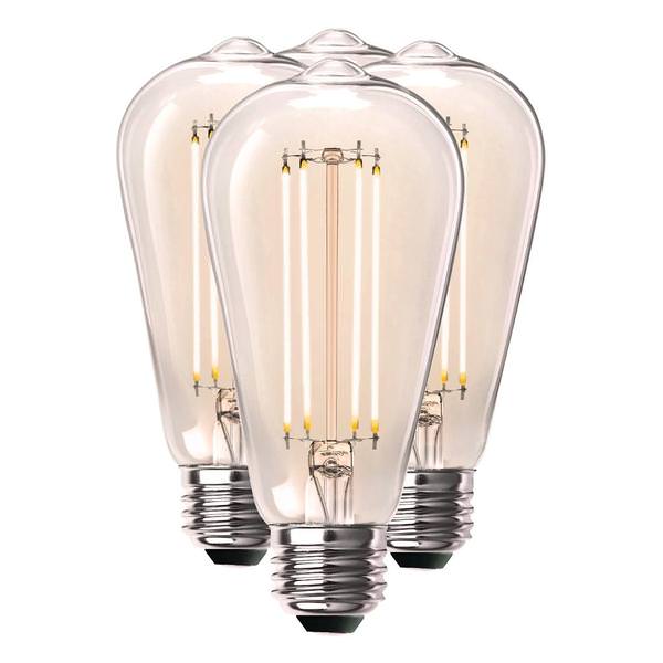 12 watt 120 volt ST19 Medium Screw Base 2100K Warm White Amber Glass Dimmable LED (4 Pack)