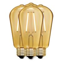 Feit Electric 5 watt 120 volt ST19 Medium Screw Base 2100K Amber Glass Antique Filament Dimmable (4 Pack)