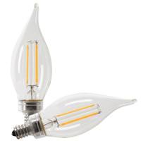 Feit Electric 2.2 watt 120 volt B10 Candelabra Screw Base 2700K Warm White Clear Dimmable LED (2 Pack)