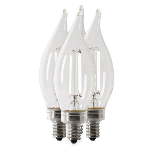 3.3 watt 120 volt BA10 Candelabra Screw Base 5000K Daylight White Filament Dimmable LED (4 Pack)