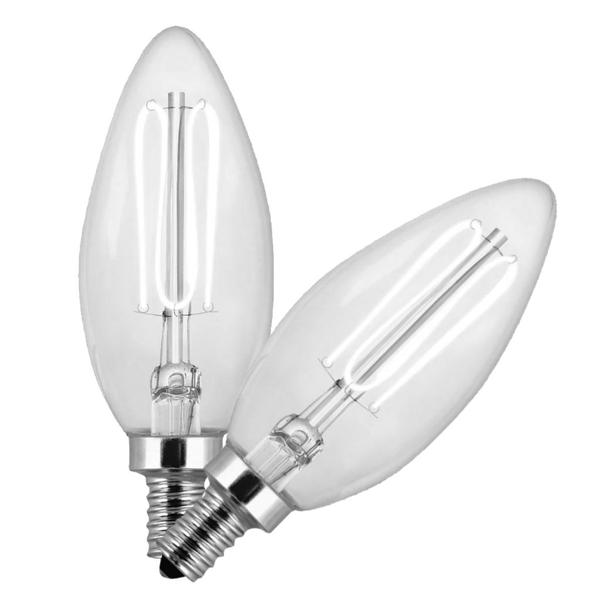 3.3 watt 120 volt B10 Candelabra Screw Base 5000K Daylight Thin Filament Dimmable LED (2 Pack)
