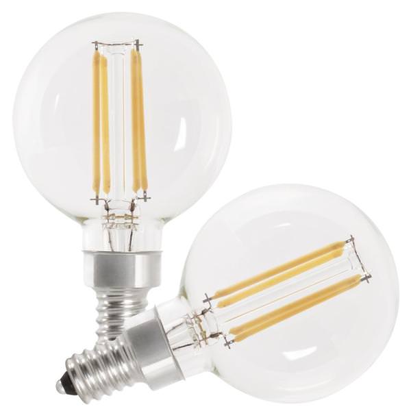 5.5 watt 120 volt G16.5 Candelabra Screw Base 2700K Warm White Dimmable LED (2 Pack)