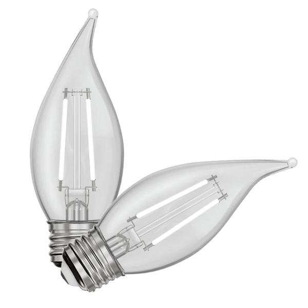 3.3 watt 120 volt BA10 Medium Screw Base 2700K Warm White White Filament Dimmable LED (2 Pack)