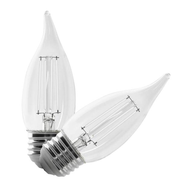 3.3 watt 120 volt BA10 Medium Screw Base 5000K Daylight White Filament Dimmable LED (2 Pack)
