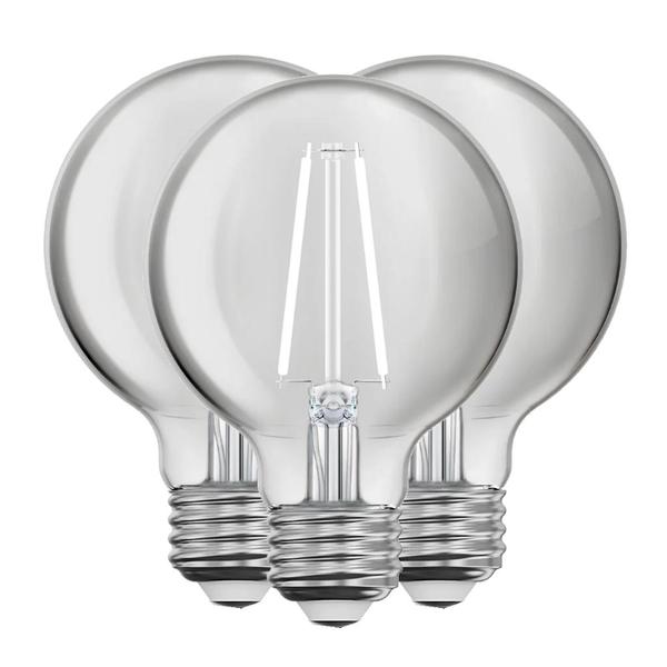 3.8 watt 120 volt G25 Medium Screw Base 2700K Warm White Clear White Filament Dimmable LED (3 Pack)