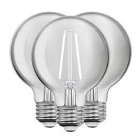 Feit Electric 3.8 watt 120 volt G25 Medium Screw Base 5000K Daylight Clear White Filament Dimmable LED (3 Pack)