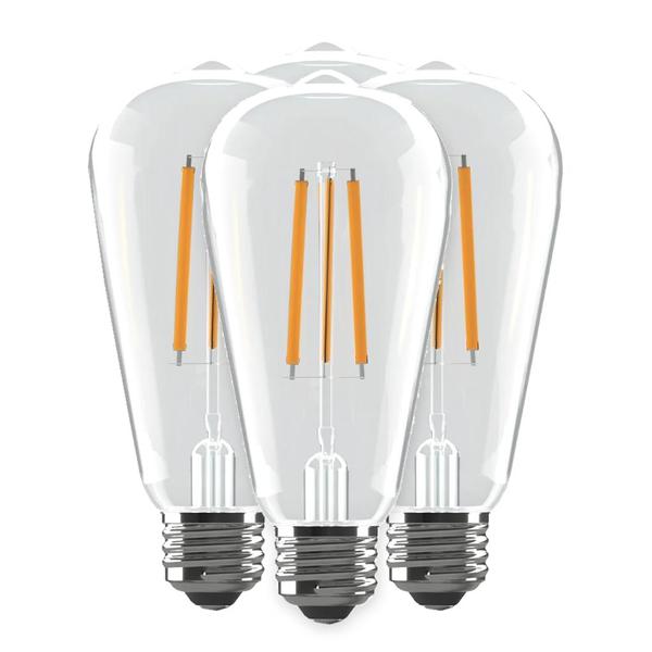 8.8 watt 120 volt ST19 Medium Screw Base 2700K Warm White Clear Glass Vintage Dimmable LED (4 Pack)