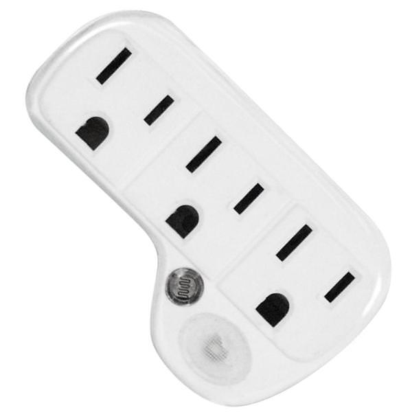 3-Outlet White LED Night Light 