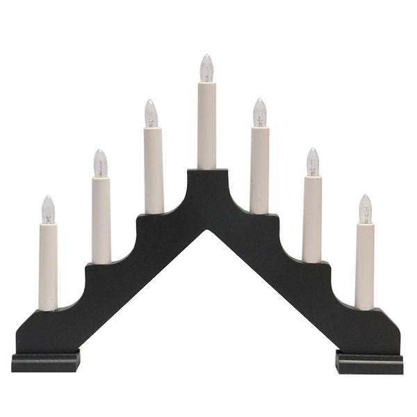 14.75" x 11.5" 7 Light Electric Wooden Graphite Ada Swedish Candelabra / Candlestick