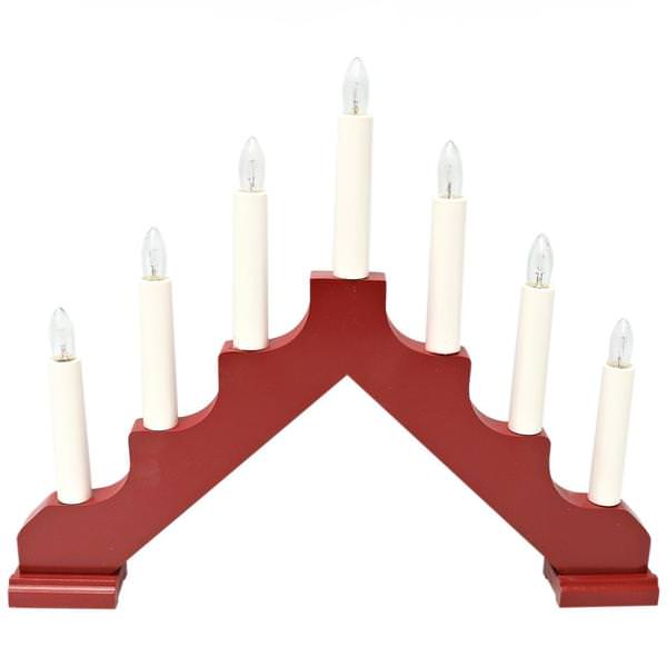 12" x 14.5" 7 Light Electric Red Wooden Ada Swedish Candelabra / Candlestick