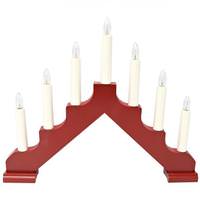 View 12" x 14.5" 7 Light Electric Red Wooden Ada Swedish Candelabra / Candlestick