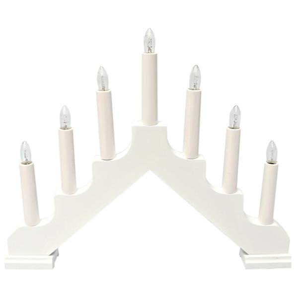 12" x 14.5" 7 Light Electric White Wooden Ada Swedish Candelabra / Candlestick