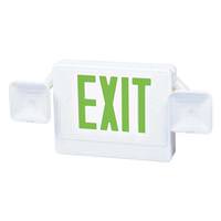 Fulham 10 watt 120/277 volt LED White Housing Green Letters Exit and Emergency Light Combo