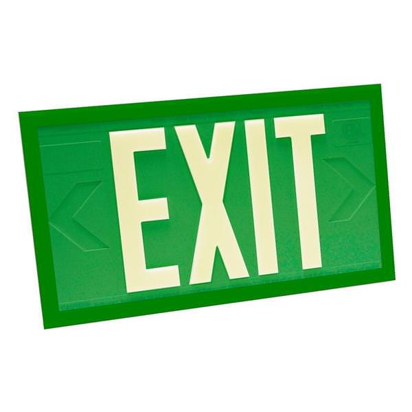 100' Visibility Dual Face Green Background / Green Frame Photoluminescent Exit Sign