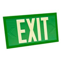 Fulham 100' Visibility Dual Face Green Background / Green Frame Photoluminescent Exit Sign