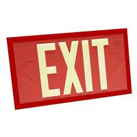 Fulham 100' Visibility Dual Face Red Background / Red Frame Photoluminescent Exit Sign