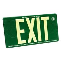 Fulham 100' Visibility Single Face Green Background Photoluminescent Exit Sign