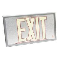 Fulham 50' Visibility Dual Face Brushed Aluminum / Silver Frame Photoluminescent Exit Sign
