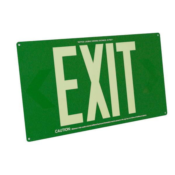 50' Visibility Single Face Green Background Photoluminescent Exit Sign