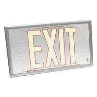 Fulham 50' Visibility Single Face Brushed Aluminum / Silver Frame Photoluminescent Exit Sign