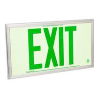 Fulham 75' Visibility Dual Face Green Letters / Silver Frame Photoluminescent Exit Sign