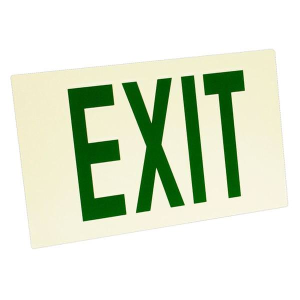 75' Visibility Single Face Green Letters Photoluminescent Exit Sign