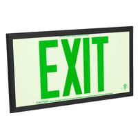 Fulham 75' Visibility Single Face Green Letters / Black Frame Photoluminescent Exit Sign
