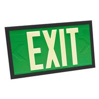Fulham 100' Visibility Dual Face Green Background / Black Frame Photoluminescent Exit Sign