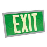 Fulham 100' Visibility Dual Face Green Background / Silver Frame Photoluminescent Exit Sign