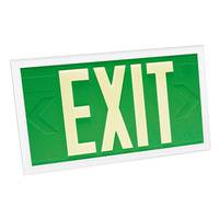 Fulham 100' Visibility Dual Face Green Background / White Frame Photoluminescent Exit Sign