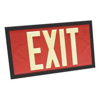 Fulham 100' Visibility Dual Face Red Background / Black Frame Photoluminescent Exit Sign