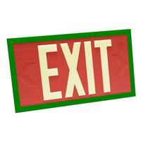Fulham 100' Visibility Dual Face Red Background / Green Frame Photoluminescent Exit Sign