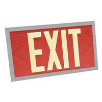 Fulham 100' Visibility Dual Face Red Background / Silver Frame Photoluminescent Exit Sign