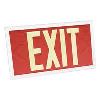 Fulham 100' Visibility Dual Face Red Background / White Frame Photoluminescent Exit Sign