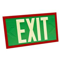 Fulham 100' Visibility Single Face Green Background / Red Frame Photoluminescent Exit Sign