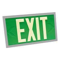 Fulham 100' Visibility Single Face Green Background / Silver Frame Photoluminescent Exit Sign